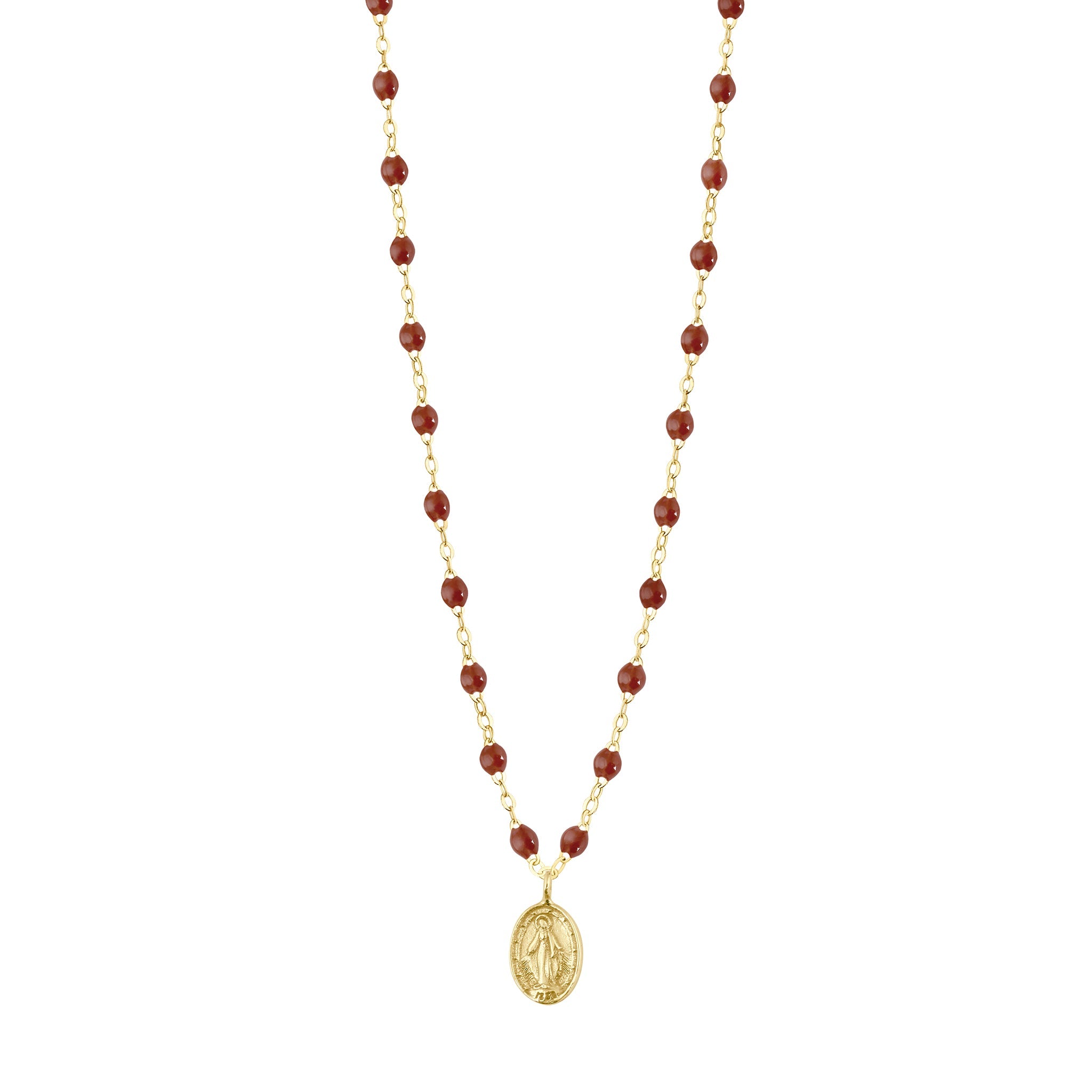 Gigi Clozeau - Madone Charm Classic Gigi Moka Necklace, Yellow Gold, 16.5"