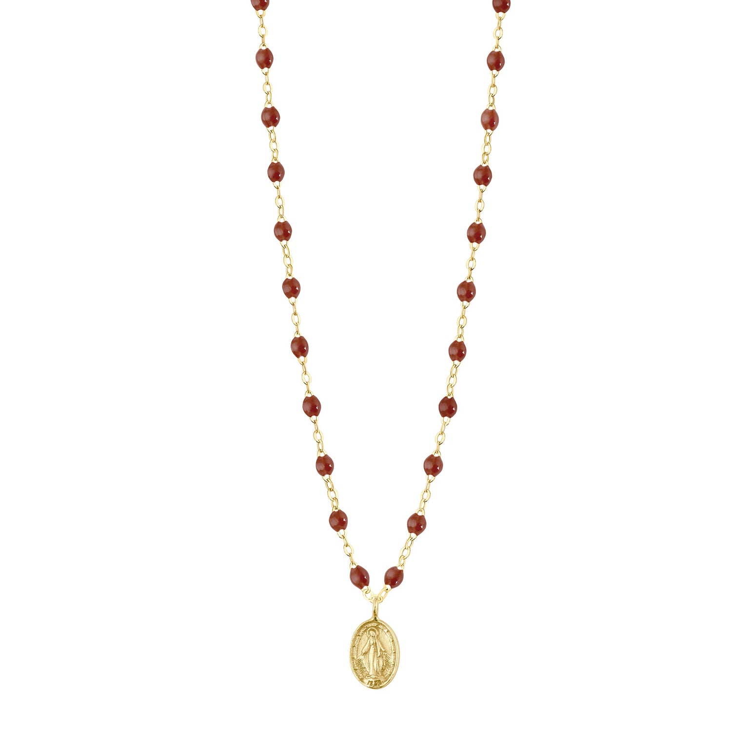 Gigi Clozeau - Madone Charm Classic Gigi Moka Necklace, Yellow Gold, 16.5"