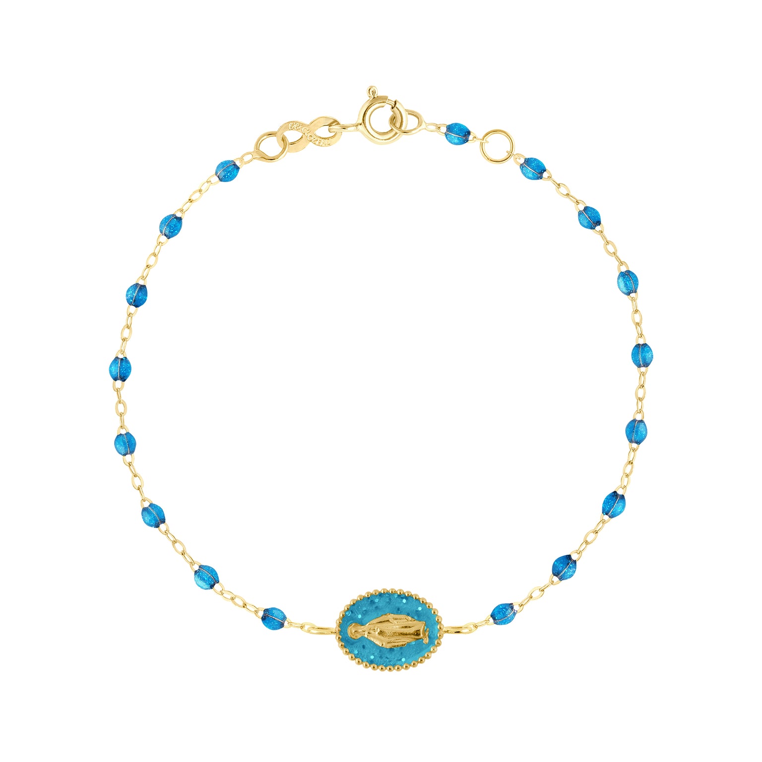 Gigi Clozeau - Madone Resin Charm Classic Gigi Azur Bracelet, Yellow Gold, 6.7"
