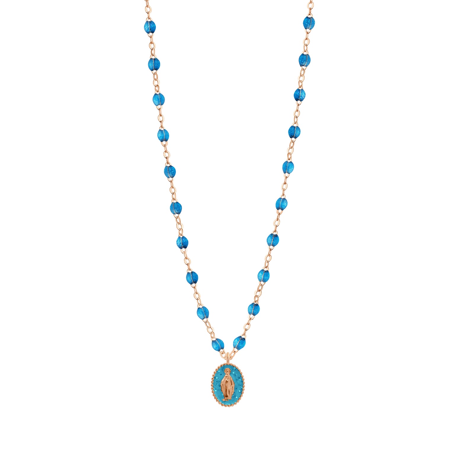 Gigi Clozeau - Madone Resin Charm Classic Gigi Azur Necklace, Rose Gold, 16.5"