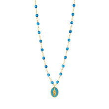 Gigi Clozeau - Madone Resin Charm Classic Gigi Azur Necklace, Yellow Gold, 16.5"