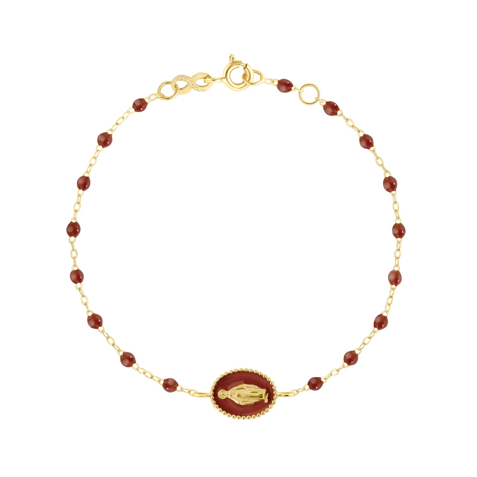 Gigi Clozeau - Madone Resin Charm Classic Gigi Moka Bracelet, Yellow Gold, 6.7"