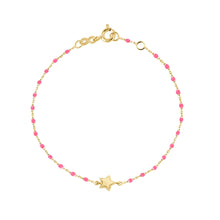 Gigi Clozeau - Mini Gigi Star Pink bracelet, Yellow Gold, 6.7"
