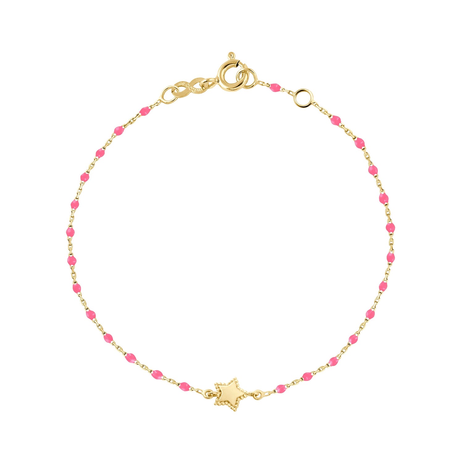 Gigi Clozeau - Mini Gigi Star Pink bracelet, Yellow Gold, 6.7"