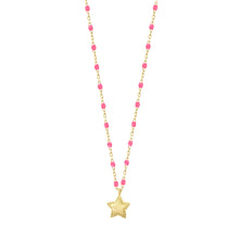 Gigi Clozeau - Mini Gigi Star Pink necklace, Yellow Gold, 15.7"