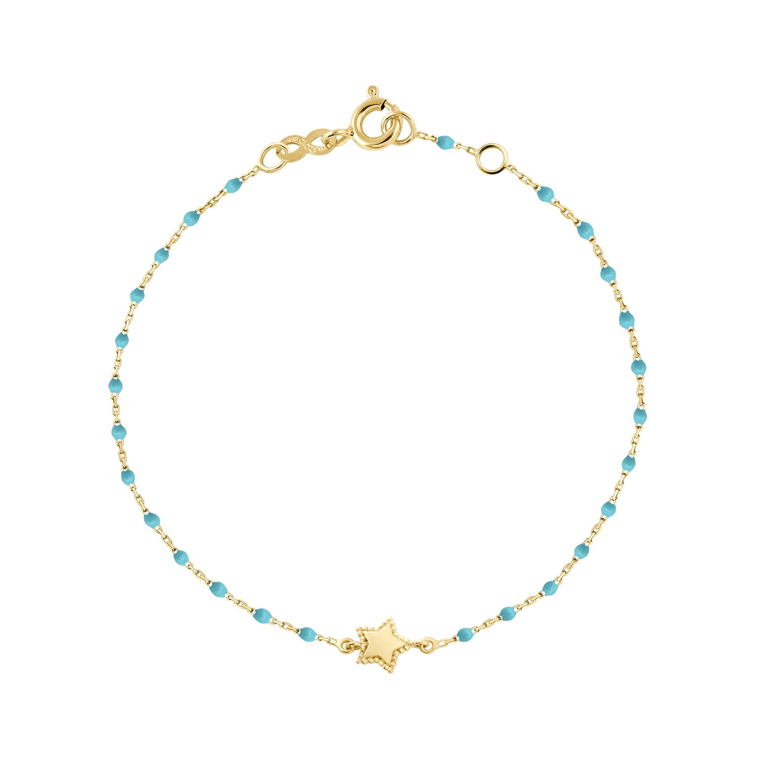Gigi Clozeau - Mini Gigi Star Turquoise bracelet, Yellow Gold, 6.7"