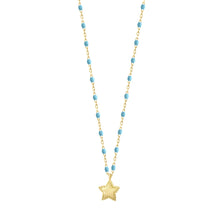 Gigi Clozeau - Mini Gigi Star Turquoise necklace, Yellow Gold, 15.7"