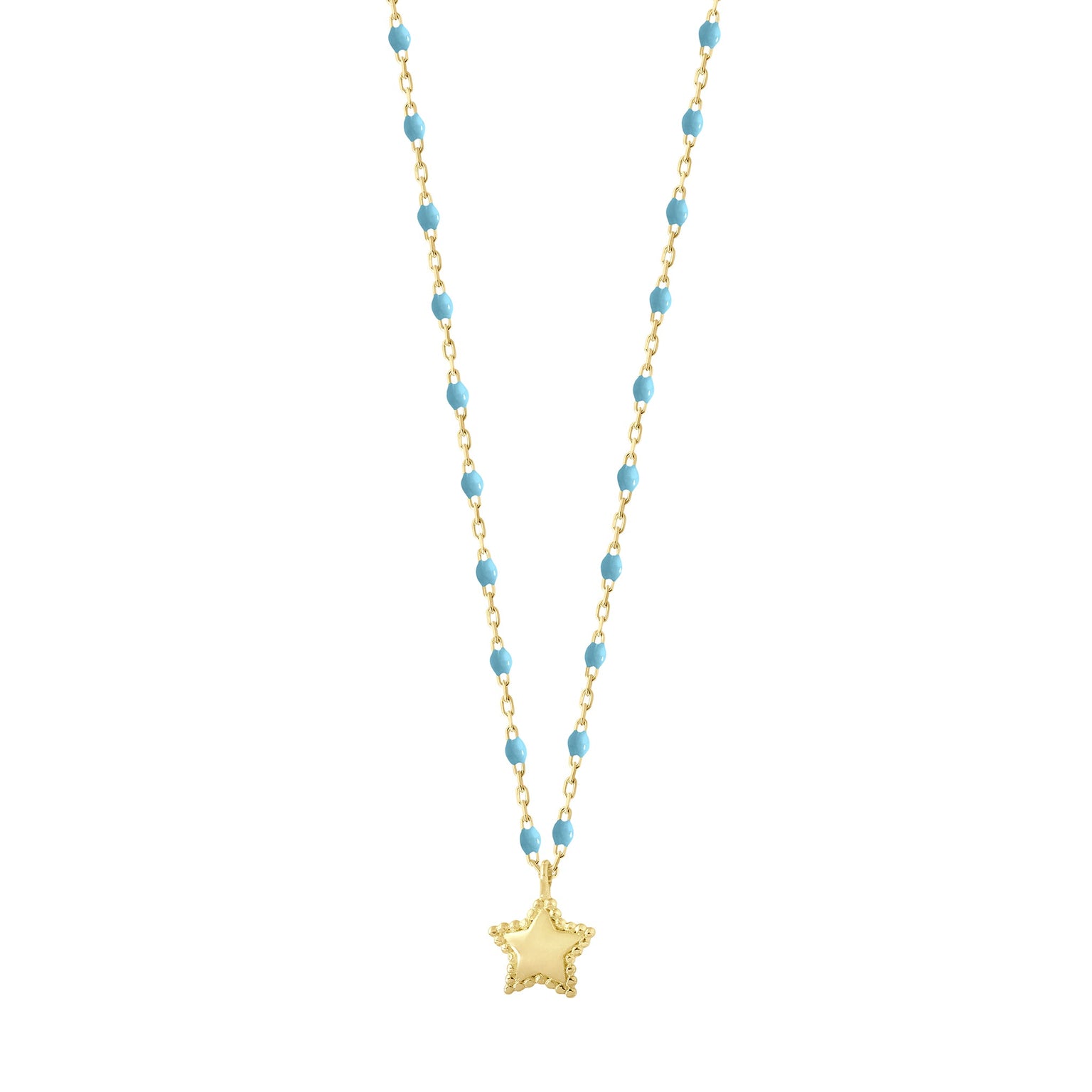 Gigi Clozeau - Mini Gigi Star Turquoise necklace, Yellow Gold, 15.7"