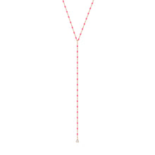 Gigi Clozeau - Mini Gigi Y Party Pink necklace, Rose Gold, 1 diamond, 19.7"