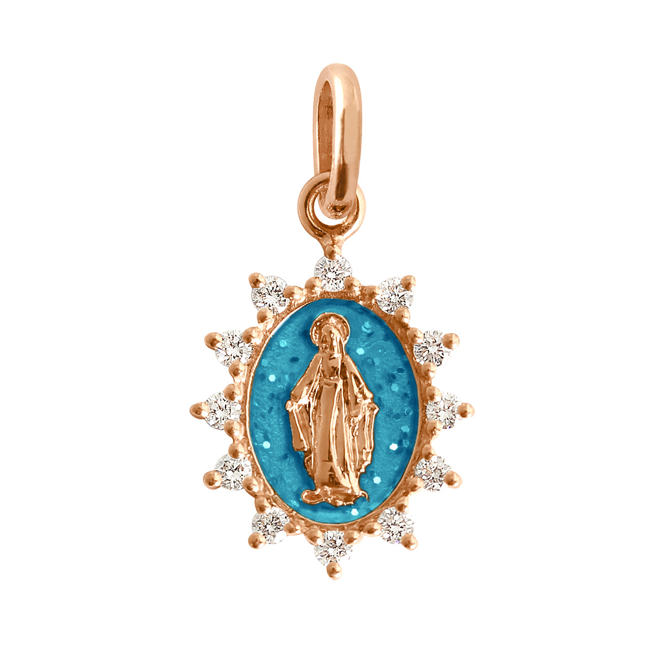 Gigi Clozeau - Petite Madone Supreme Azur Resin Diamond Pendant, Rose Gold