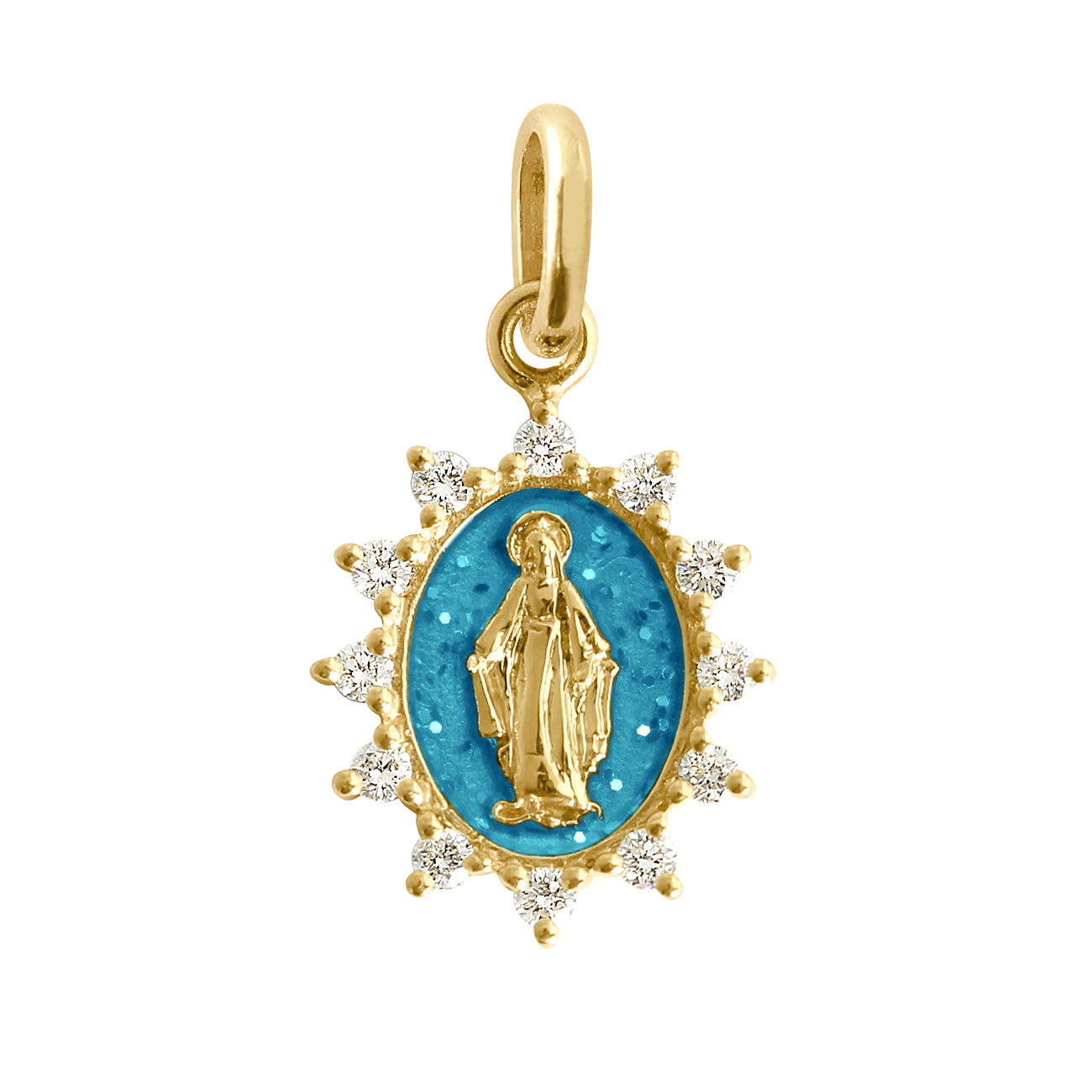 Gigi Clozeau - Petite Madone Supreme Azur Resin Diamond Pendant, Yellow Gold