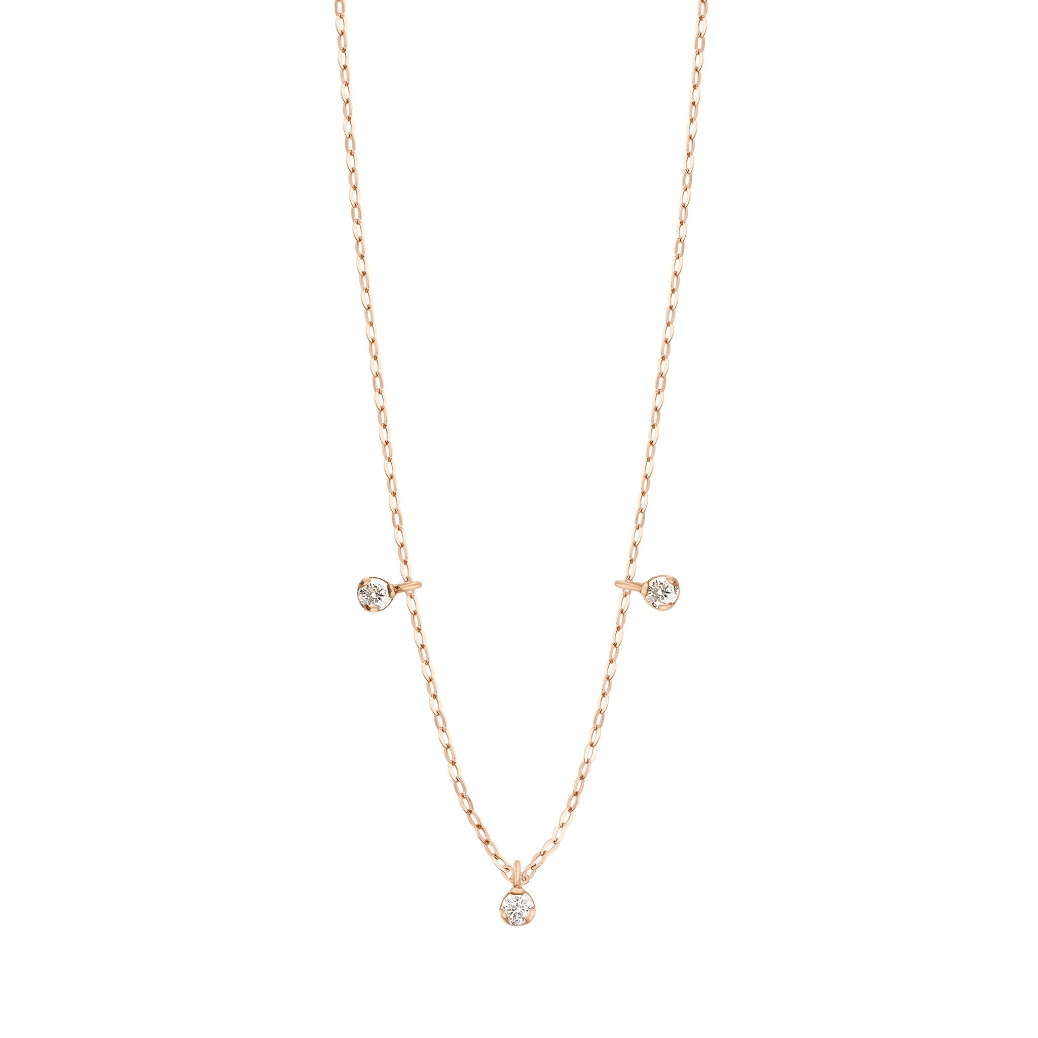 Gigi Clozeau - Pure Gigi Suprême 3 Diamond Necklace, Rose Gold, 17.7"