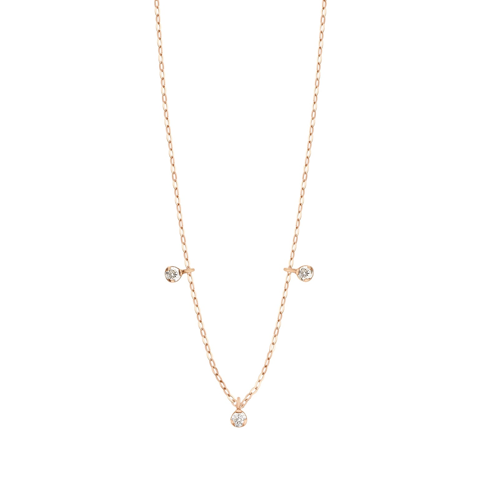 Gigi Clozeau - Pure Gigi Suprême 3 Diamond Necklace, Rose Gold, 17.7"