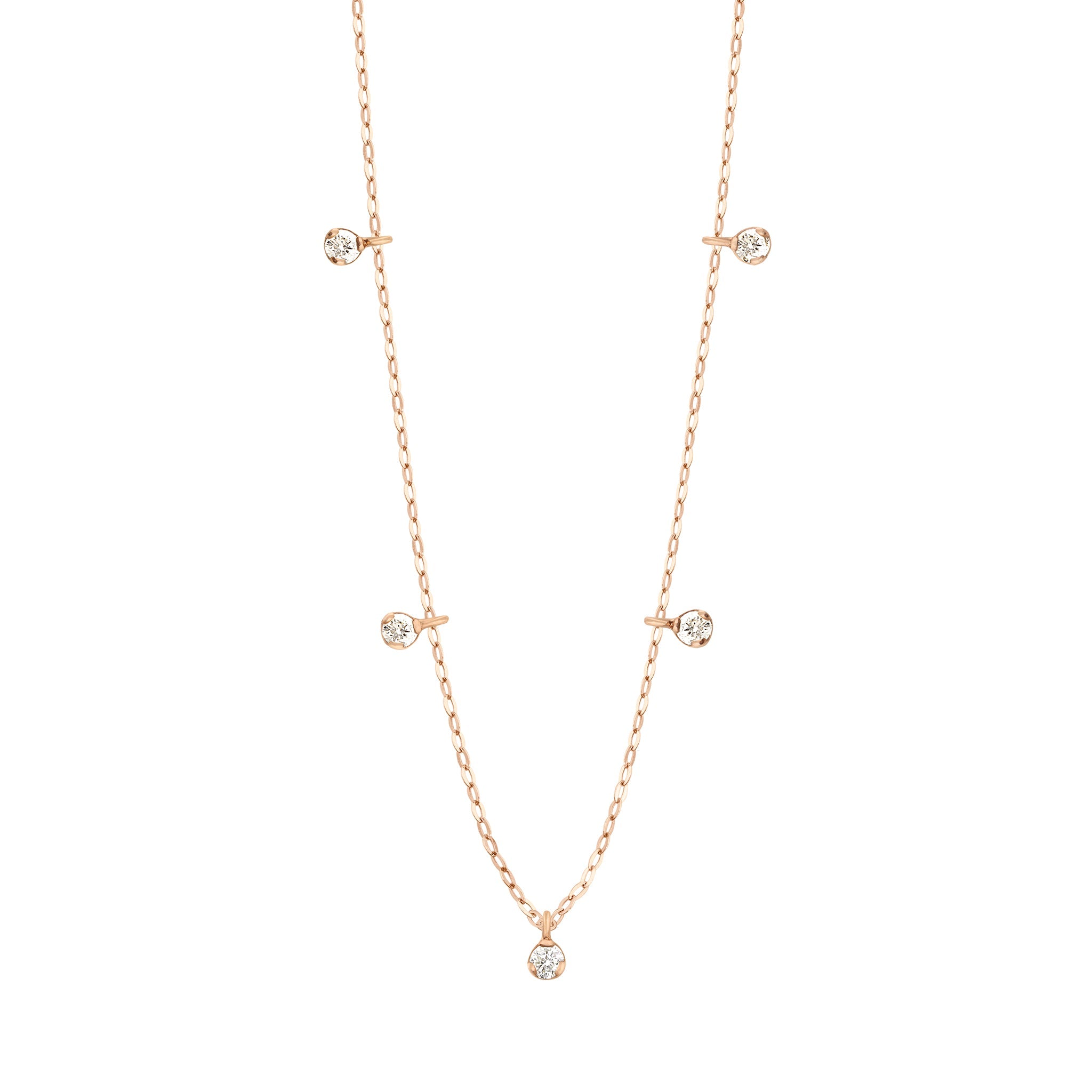 Gigi Clozeau - Pure Gigi Suprême 5 Diamond Necklace, Rose Gold, 17.7"