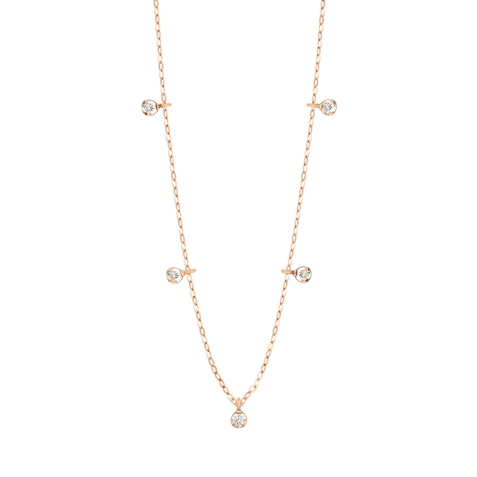 Gigi Clozeau - Pure Gigi Suprême 5 Diamond Necklace, Rose Gold, 17.7"
