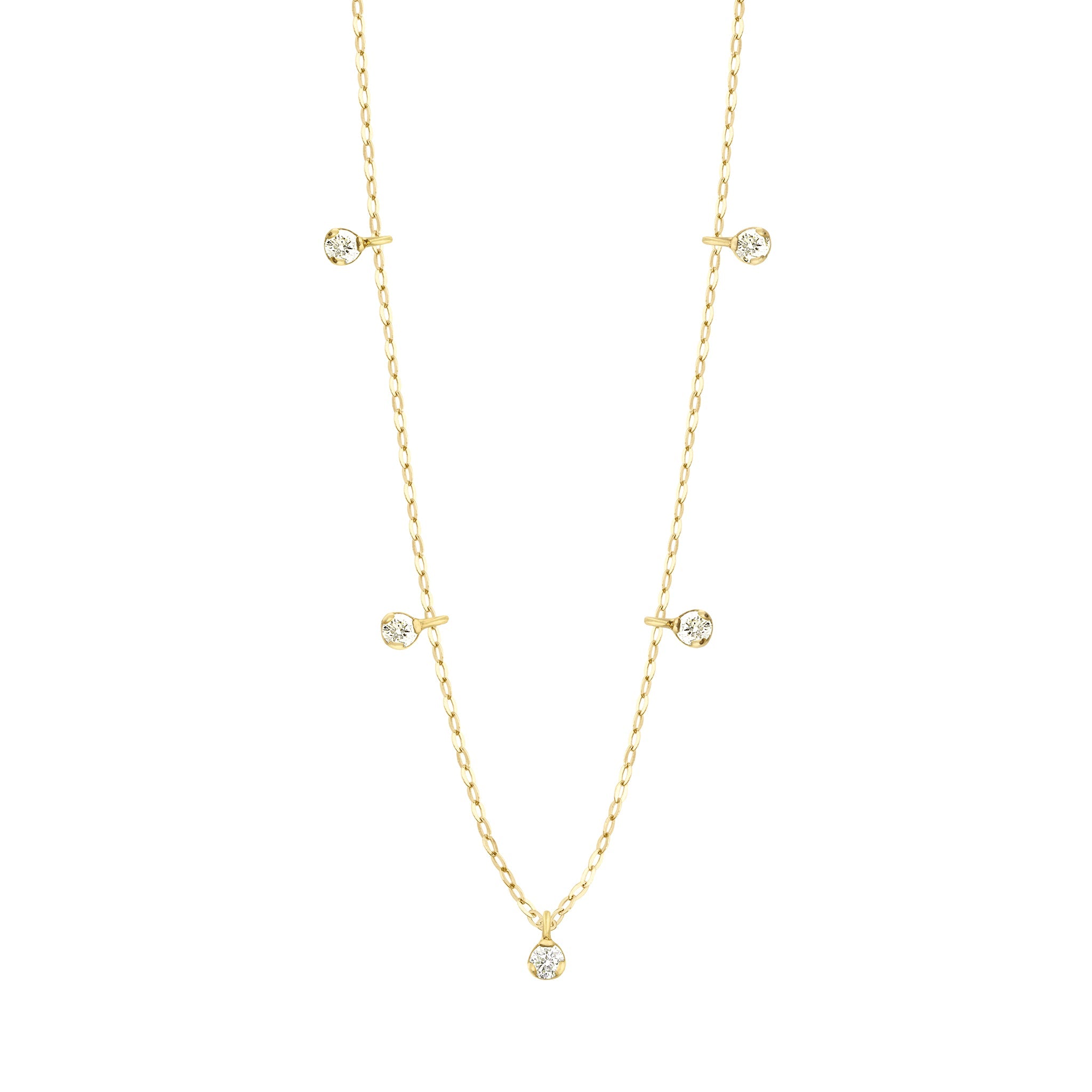 DIFFERENT NECKLACE PREMIUM ジョージ Pure Gigi Suprême 5 Diamond Necklace, Yellow Gold, 17.7