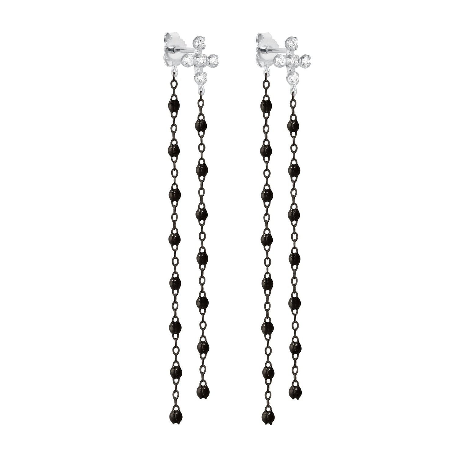Gigi Clozeau - Spark Dancing Black Diamond Earrings, Black and White Gold