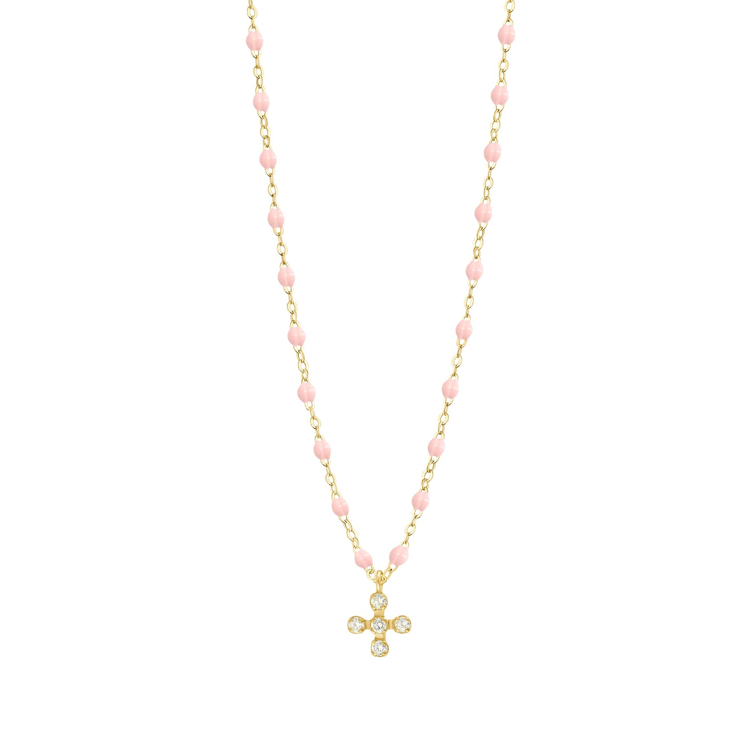 Gigi Clozeau - Spark Diamond Baby Pink Necklace, Yellow Gold, 16.5"