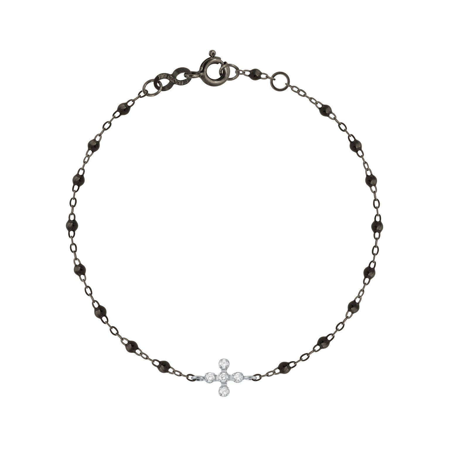 Gigi Clozeau - Spark Diamond Black Bracelet, Black and White Gold, 6.7"