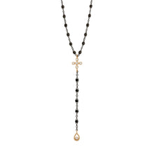 Gigi Clozeau - Spark Diamond Black Lariat, Black and Rose Gold, 17.7"