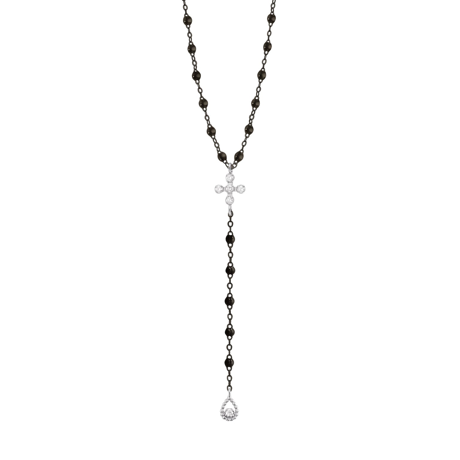 Gigi Clozeau - Spark Diamond Black Lariat, Black and White Gold, 17.7"