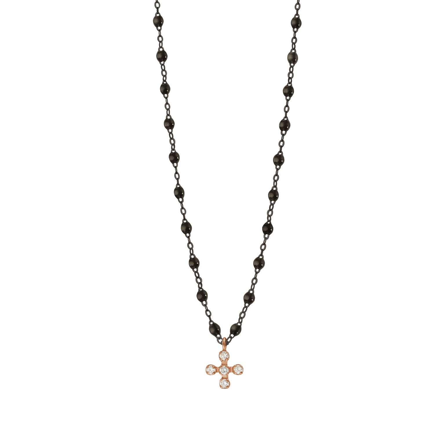 Gigi Clozeau - Spark Diamond Black Necklace, Black and Rose Gold, 16.5"