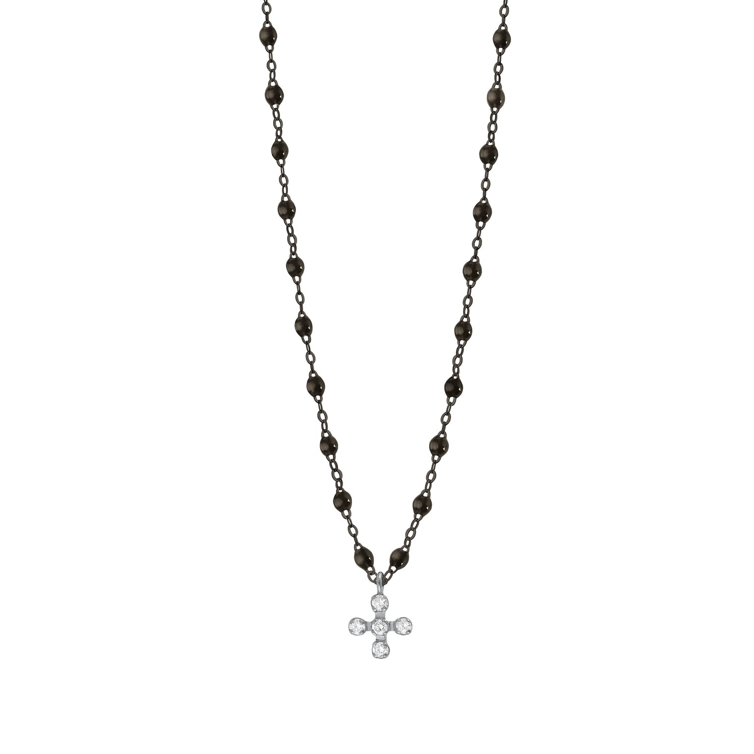 Gigi Clozeau - Spark Diamond Black Necklace, Black and White Gold, 16.5"