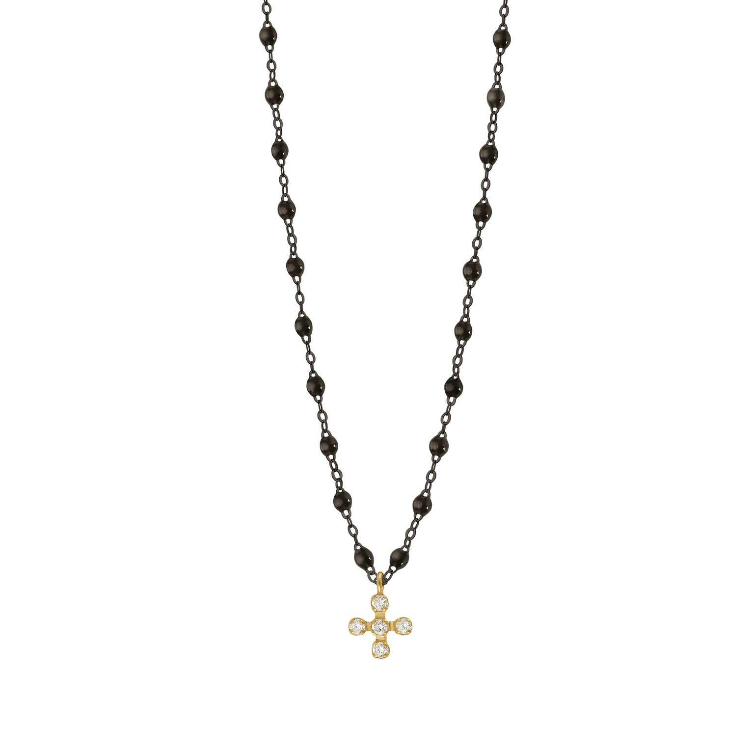 Gigi Clozeau - Spark Diamond Black Necklace, Black and Yellow Gold, 16.5"