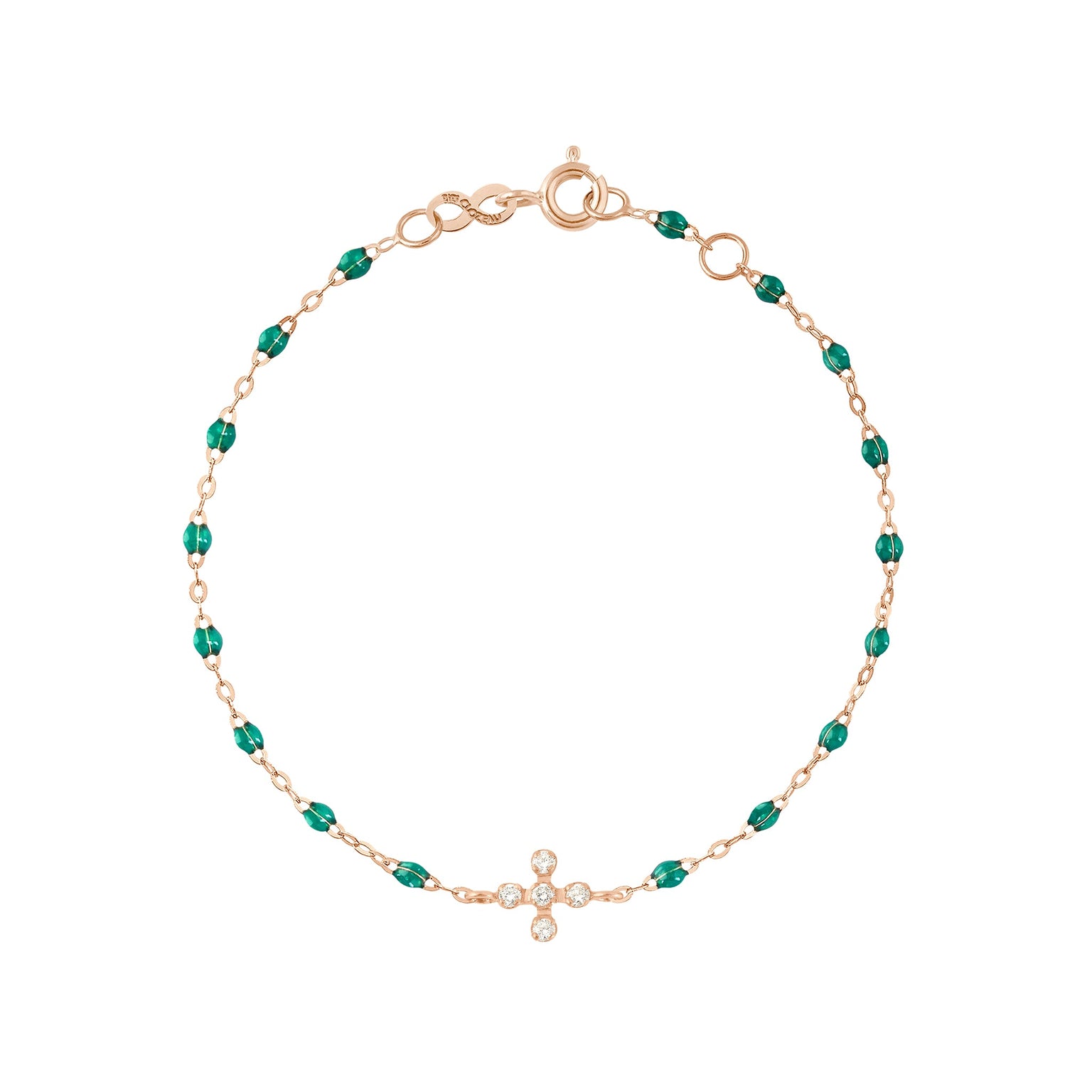 Gigi Clozeau - Spark Diamond Emerald Bracelet, Rose Gold, 6.7"