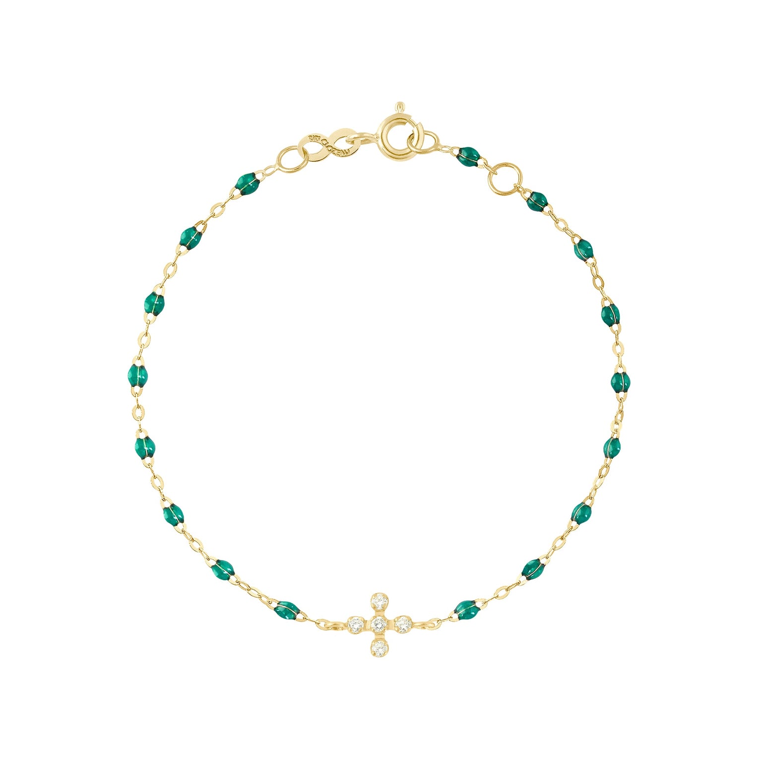 Gigi Clozeau - Spark Diamond Emerald Bracelet, Yellow Gold, 6.7"