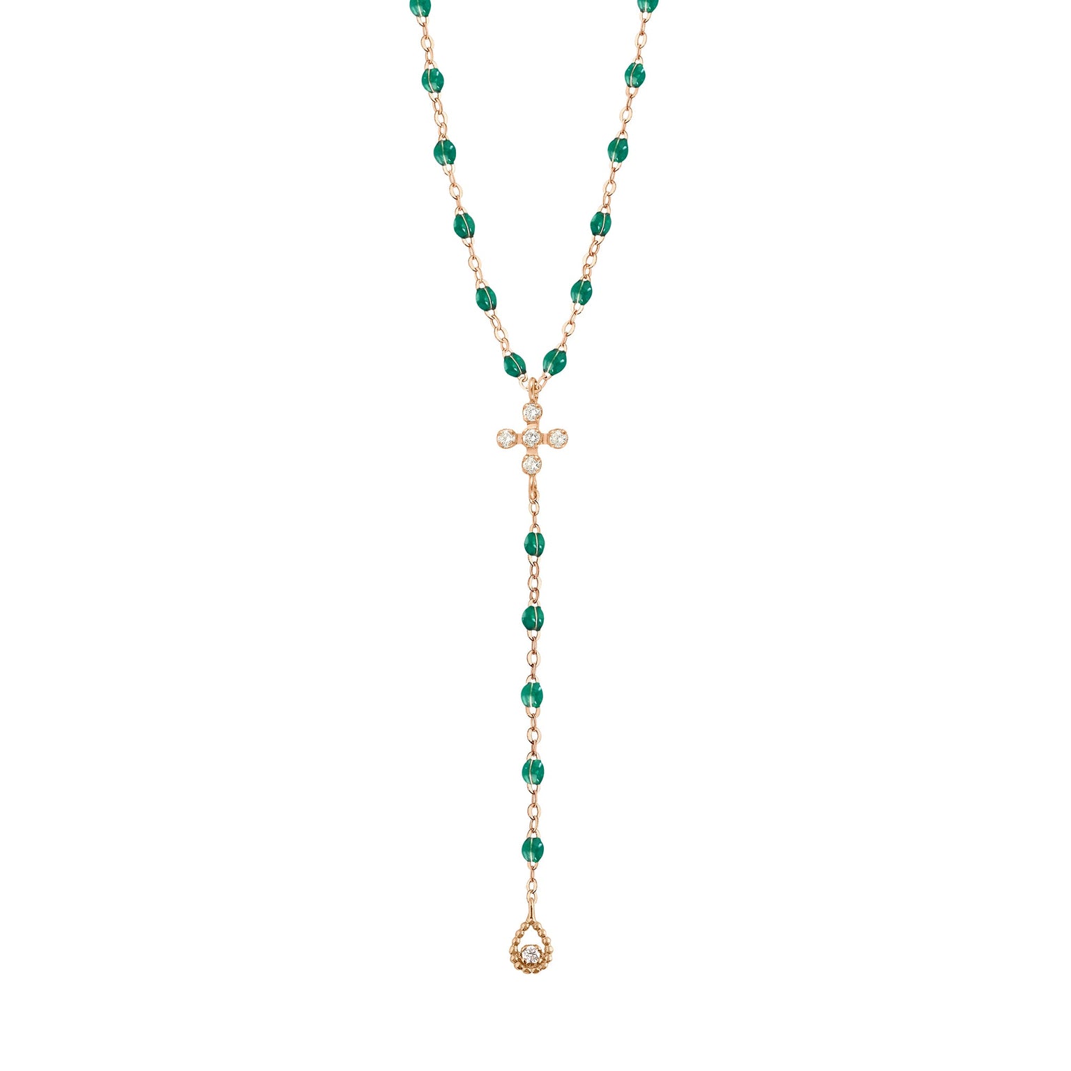 Gigi Clozeau - Spark Diamond Emerald Lariat, Rose Gold, 17.7"