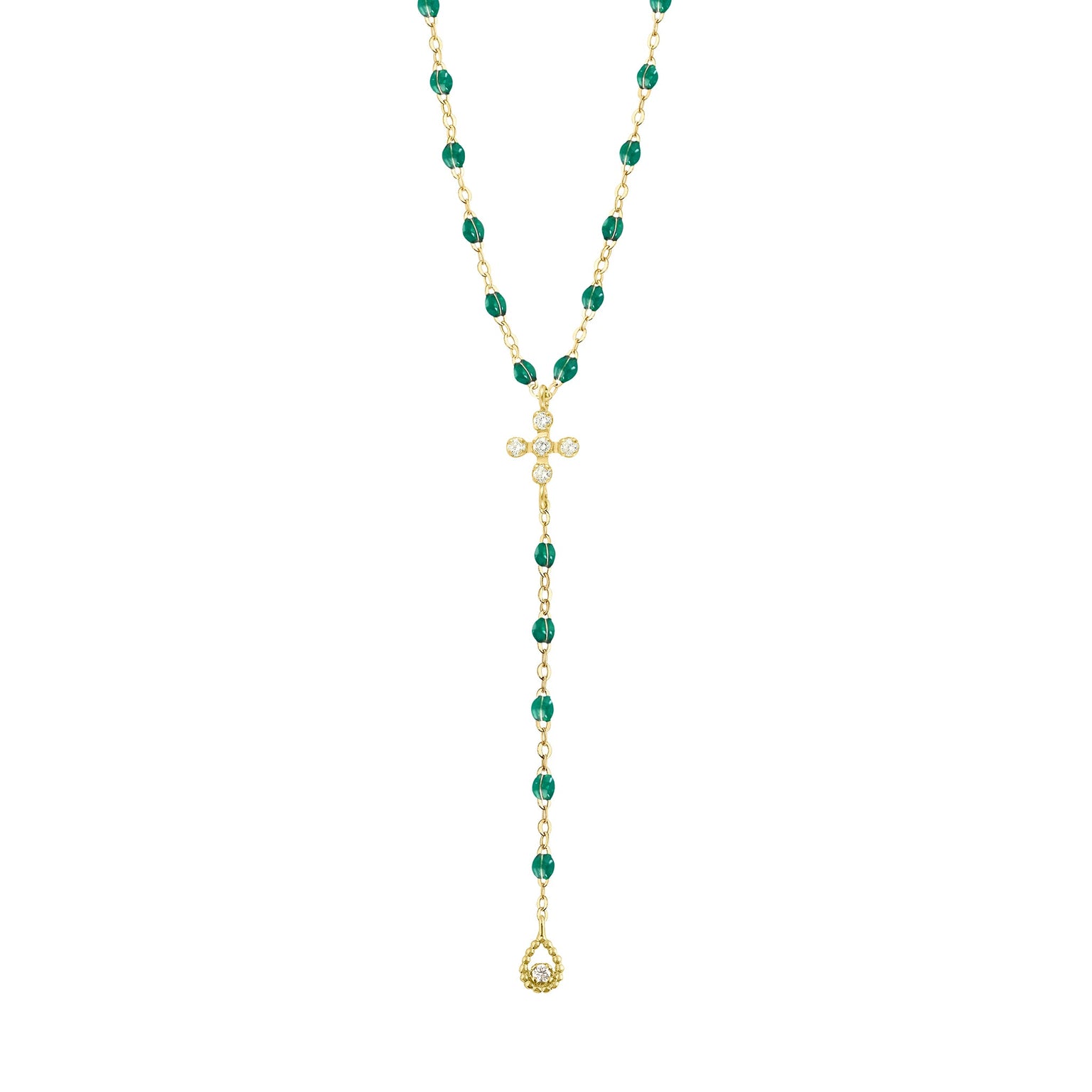 Gigi Clozeau - Spark Diamond Emerald Lariat, Yellow Gold, 17.7"