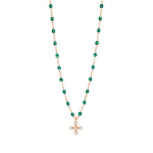 Gigi Clozeau - Spark Diamond Emerald Necklace, Rose Gold, 16.5"