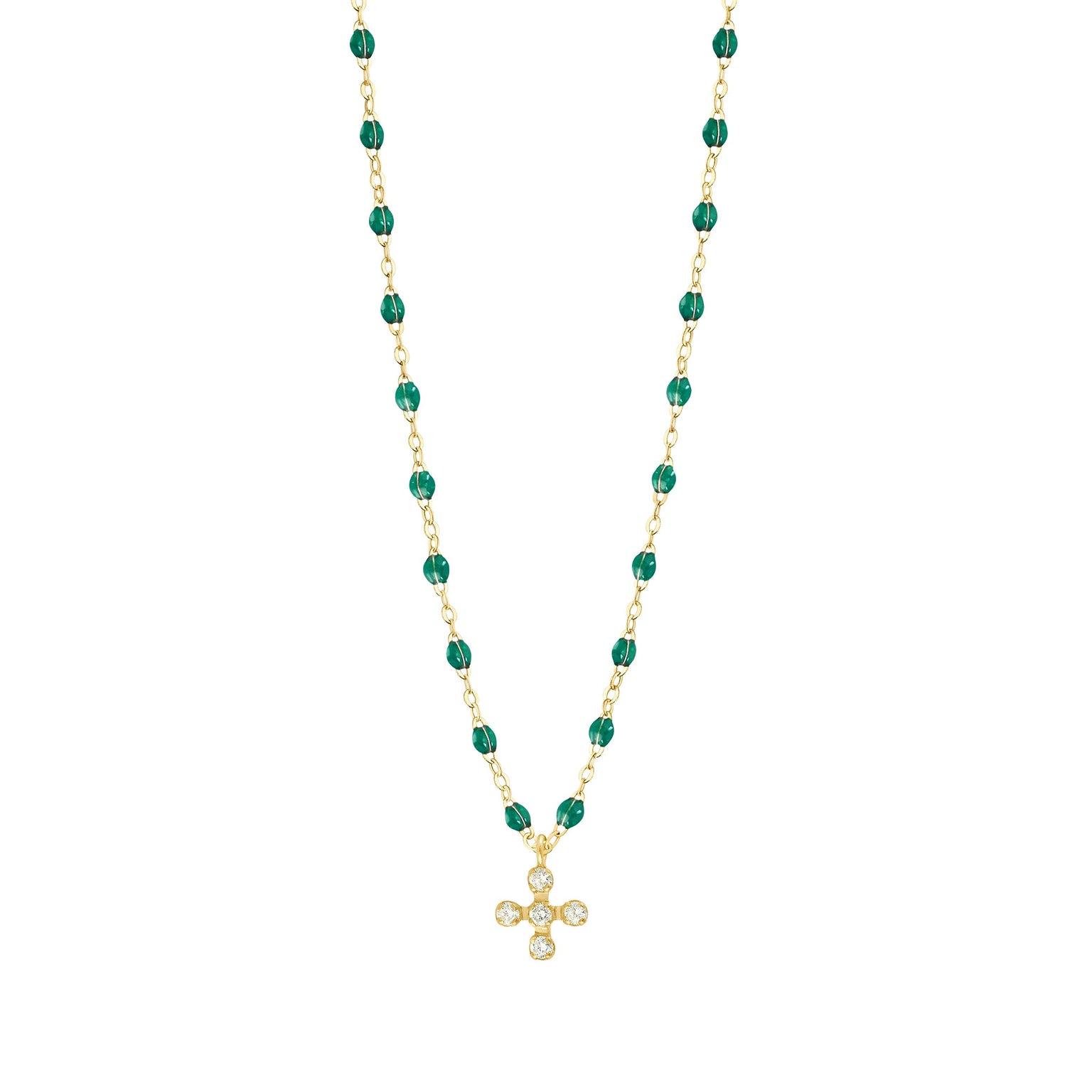 Gigi Clozeau - Spark Diamond Emerald Necklace, Yellow Gold, 16.5"