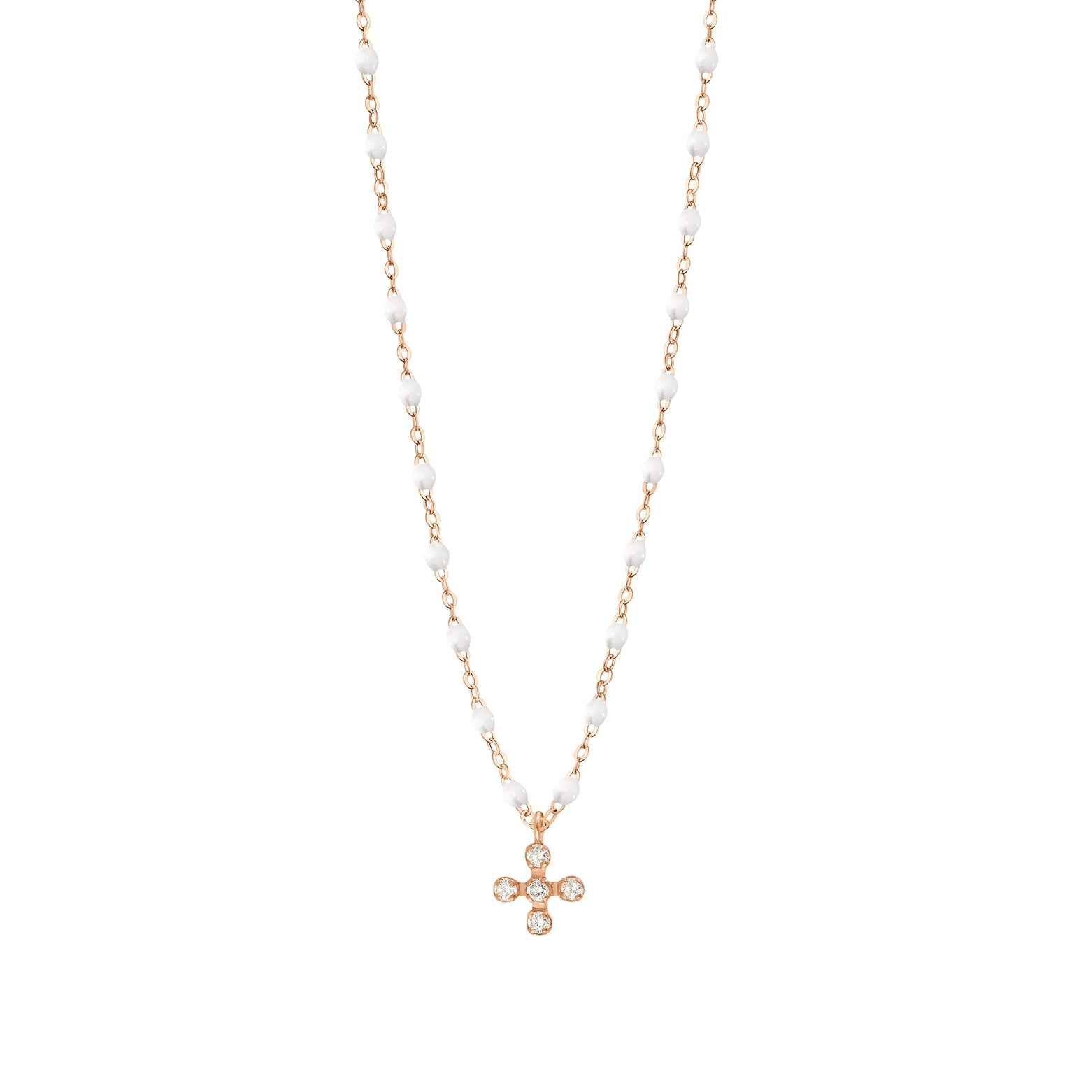 Gigi Clozeau - Spark Diamond White Necklace, Rose Gold, 16.5"