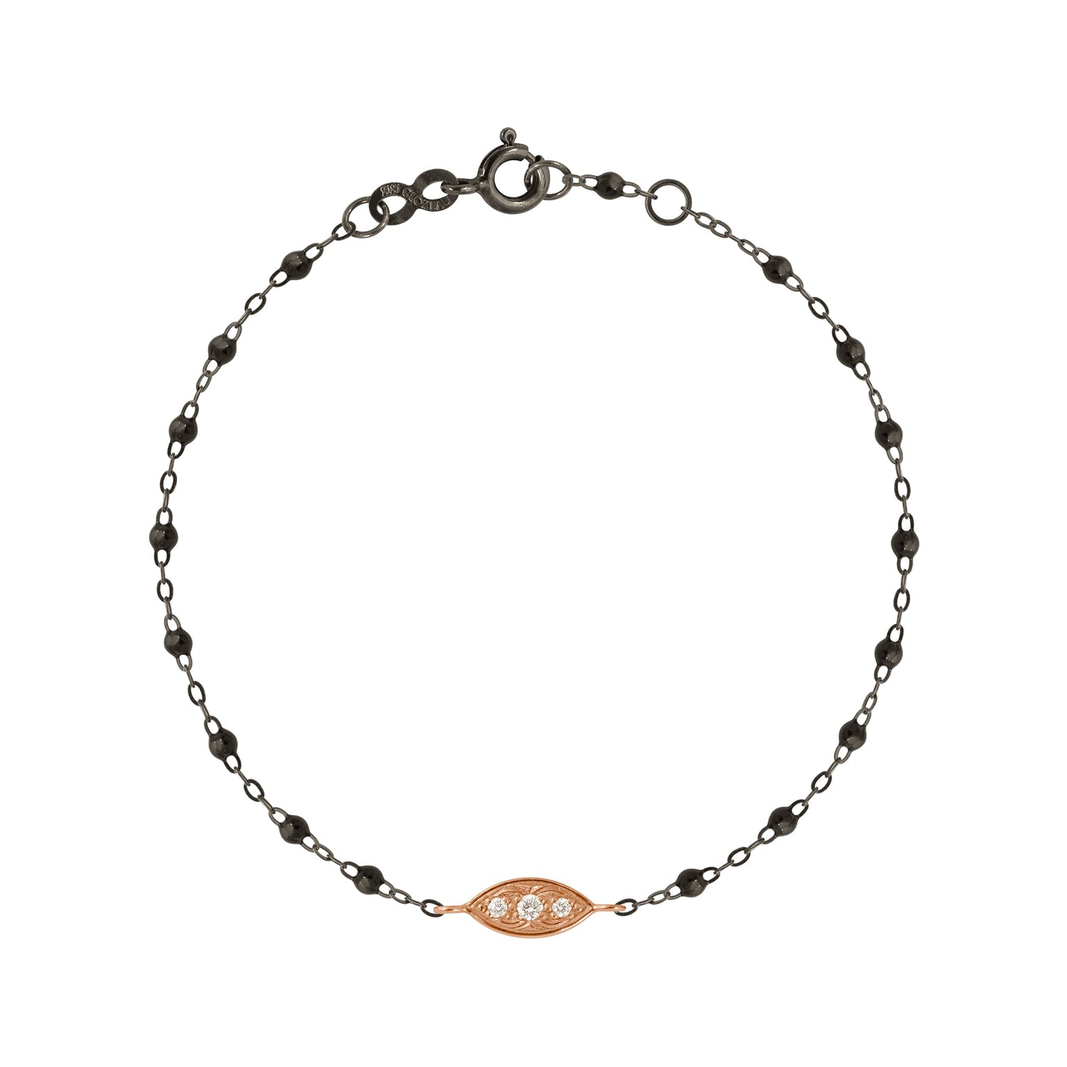 Gigi Clozeau - Wink Diamond Black Bracelet, Black and Rose Gold, 6.7"