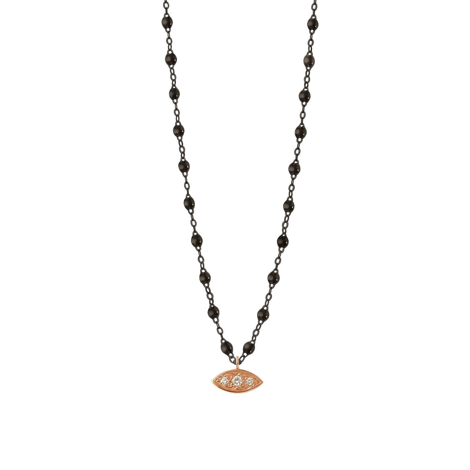 Gigi Clozeau - Wink Diamond Black Necklace, Black and Rose Gold, 16.5"