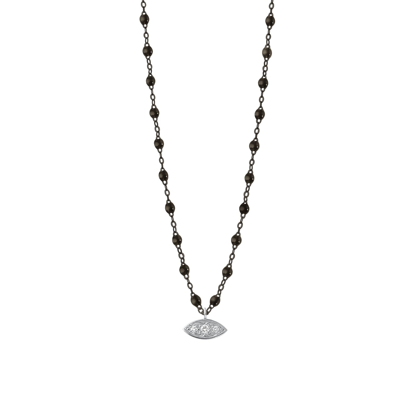 Gigi Clozeau - Wink Diamond Black Necklace, Black and White Gold, 16.5"