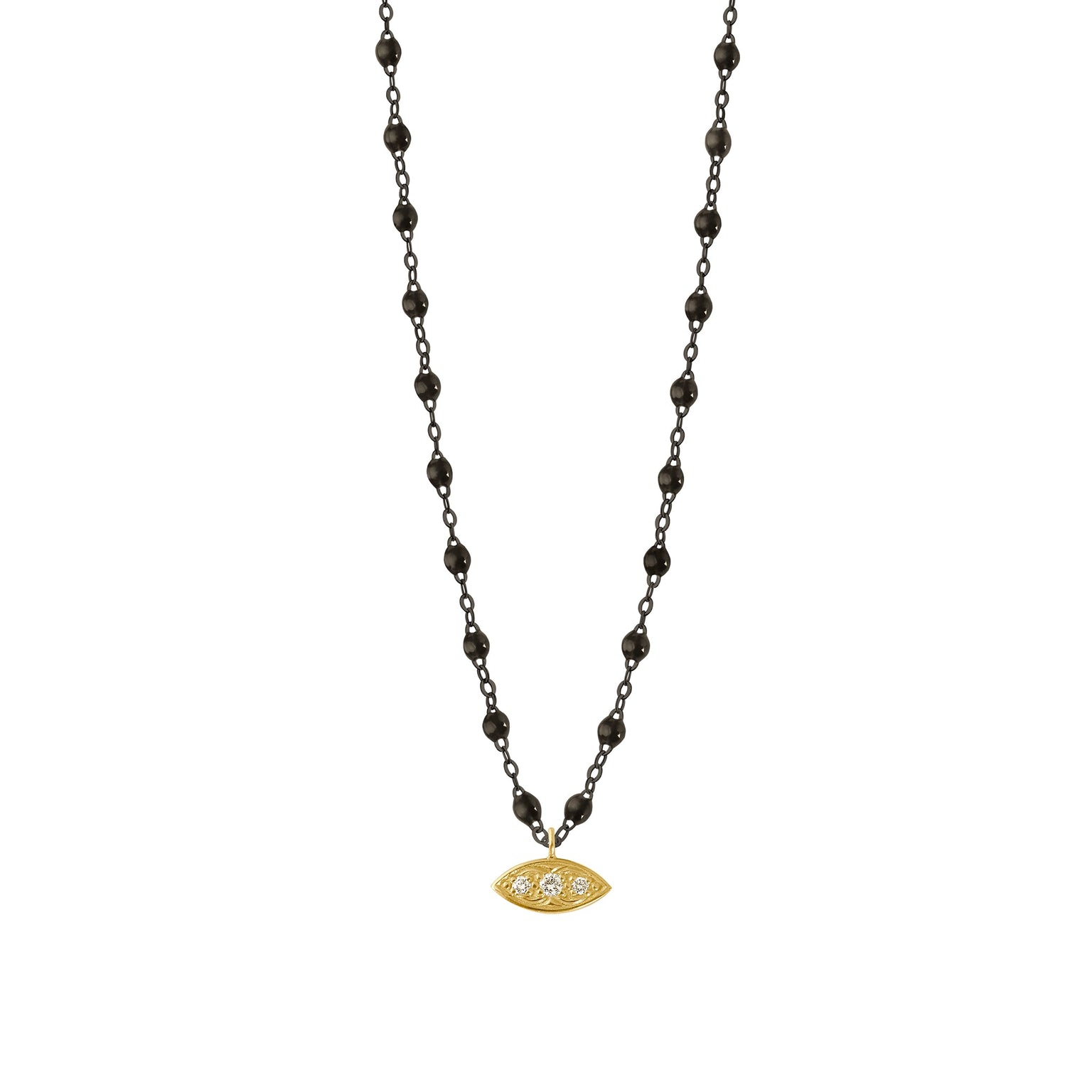 Gigi Clozeau - Wink Diamond Black Necklace, Black and Yellow Gold, 16.5"