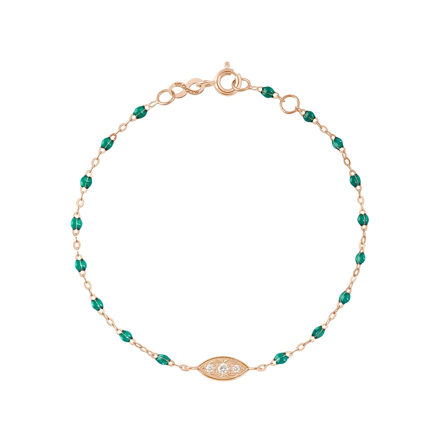 Gigi Clozeau - Wink Diamond Emerald Bracelet, Rose Gold, 6.7"