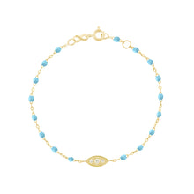 Gigi Clozeau - Wink Diamond Turquoise Bracelet, Yellow Gold, 6.7"