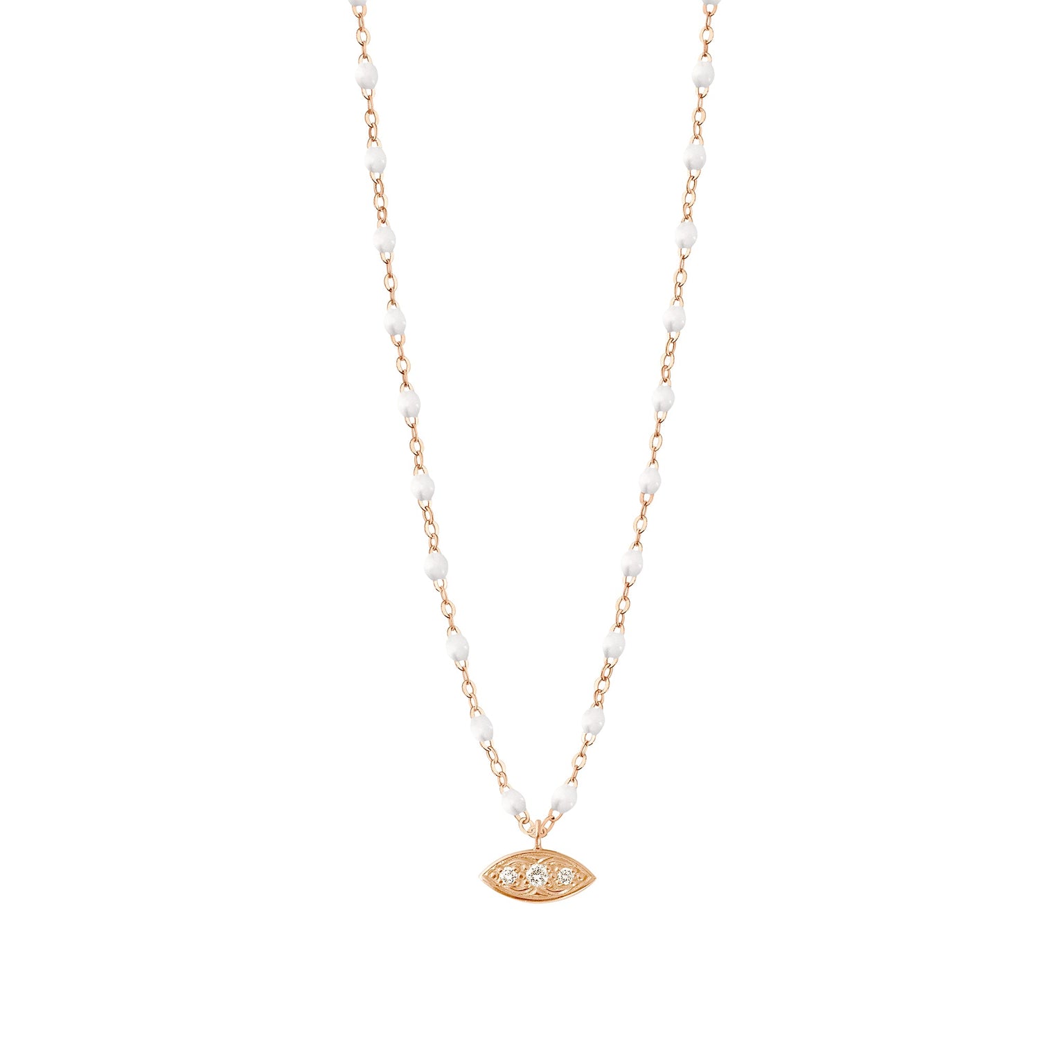 Gigi Clozeau - Wink Diamond White Necklace, Rose Gold, 16.5"