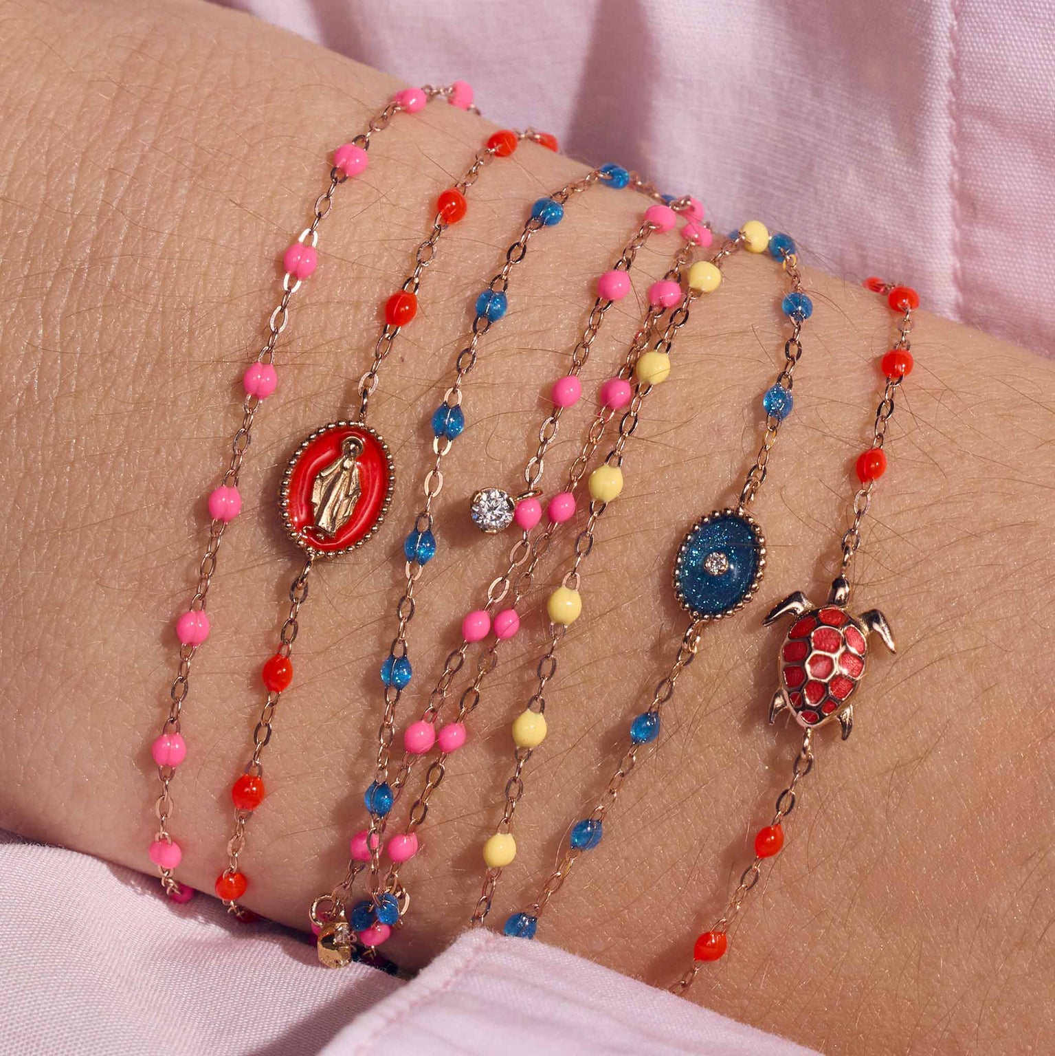 Gigi Clozeau - North Star Classic Gigi Azur Diamond Bracelet, Rose Gold, 6.7"