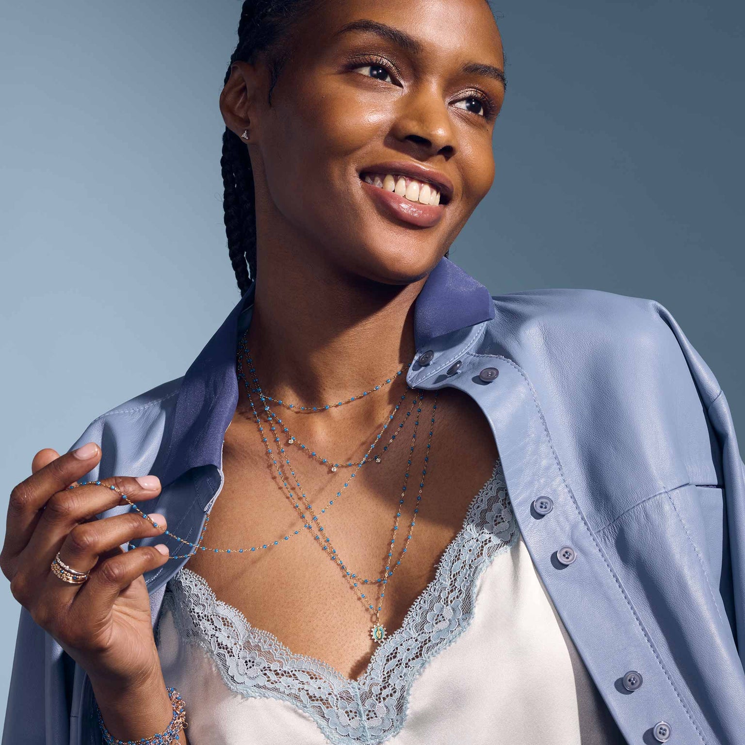 Gigi Clozeau - Classic Gigi Azur Necklace, Rose Gold, 16.5"