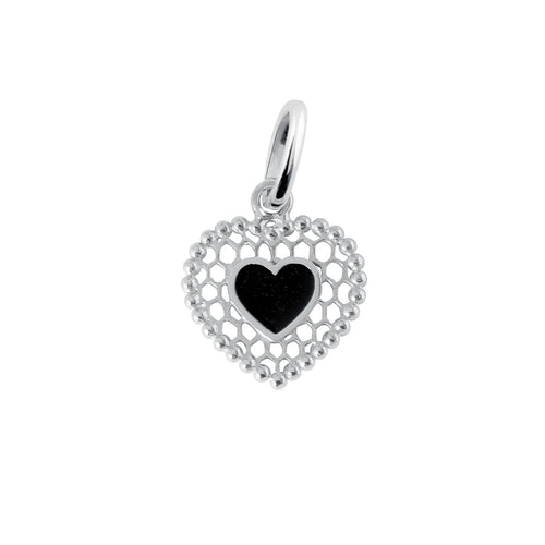 Gigi Clozeau - Black Lace Heart Pendant, White Gold