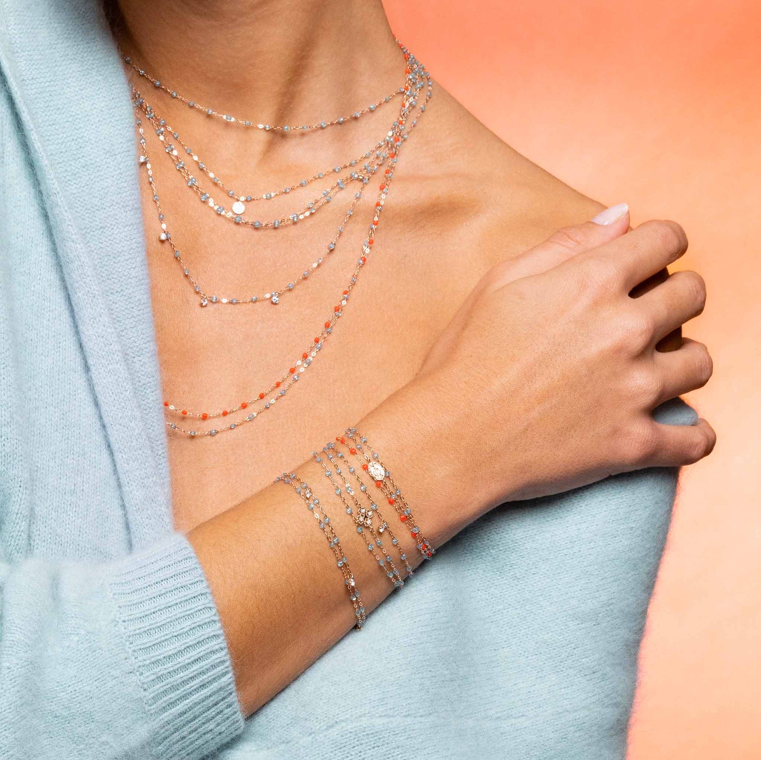 Gigi Clozeau - Madone Charm Classic Gigi Aqua bracelet, Rose Gold, 6.7"Gigi Clozeau - Madone Charm Classic Gigi Aqua bracelet, Rose Gold, 6.7"