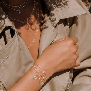 Gigi Clozeau - Classic Cross Vintage Diamond Opal bracelet, Yellow Gold, 6.7"
