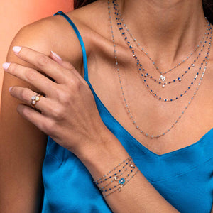 Gigi Clozeau - Petite Moon Classic Gigi Aqua diamond bracelet, Rose Gold, 6.7"