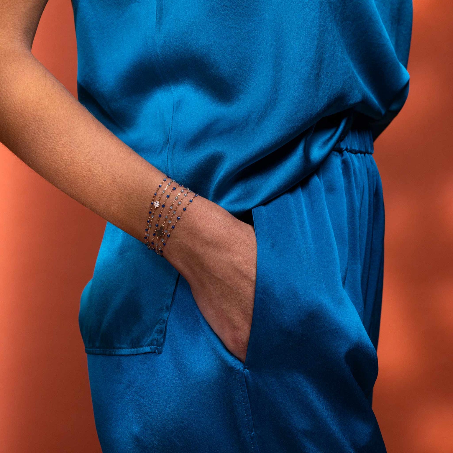 Gigi Clozeau - Classic Gigi Aqua bracelet, Rose Gold, 5.9"