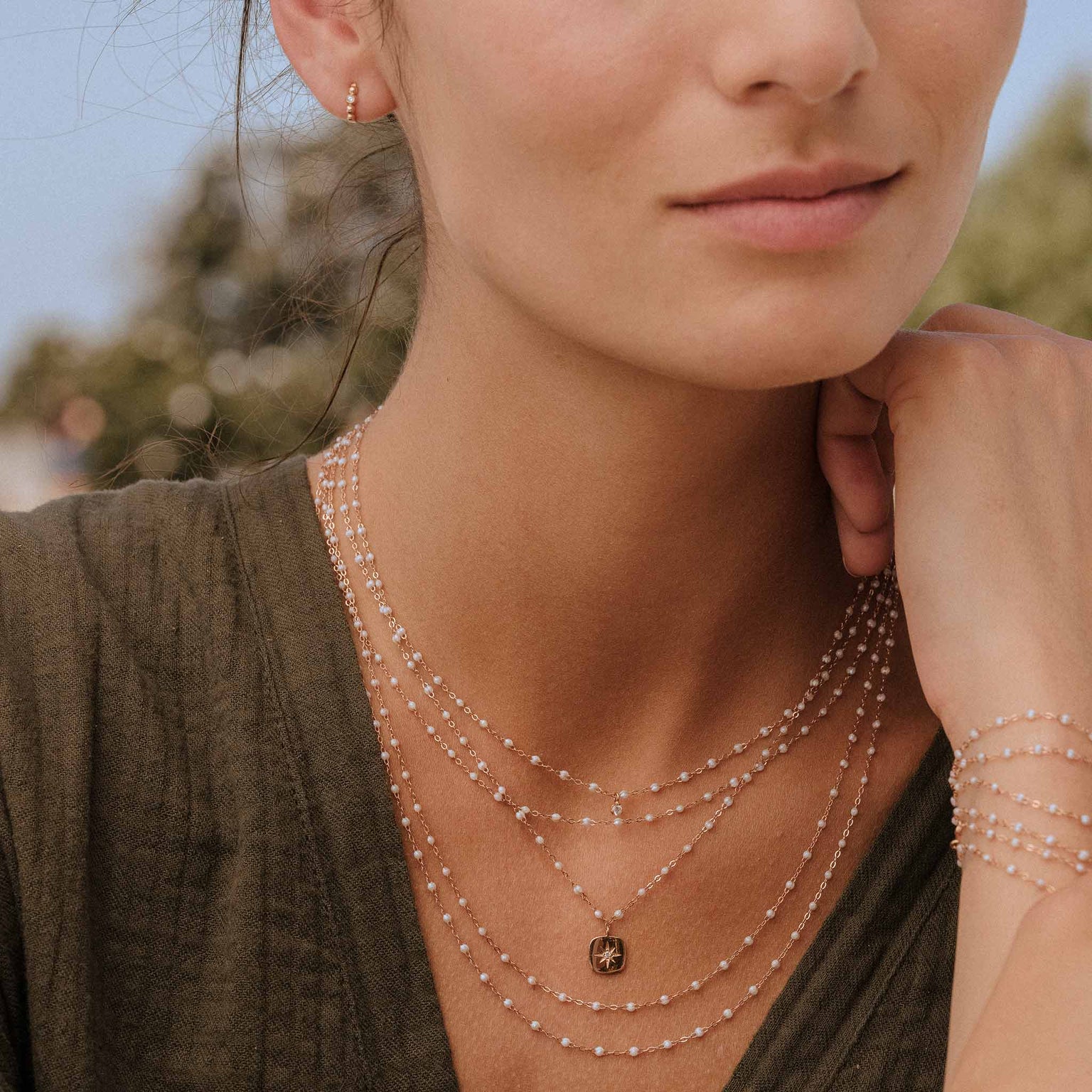 Gigi Clozeau - Classic Gigi Opal necklace, Rose Gold, 16.5"